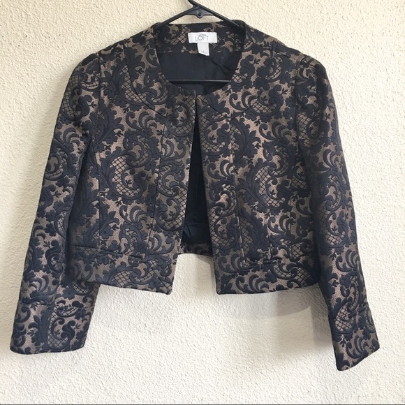 Loft Ann Taylor Cropped Blazer Size 6 Damask Print - Picture 2 of 7